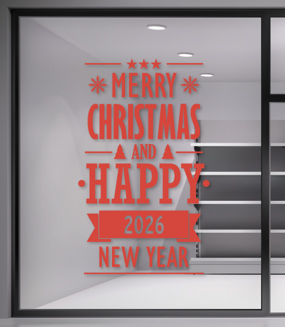 Χριστουγεννιάτικο Αυτοκόλλητο - Merry Christmas. Διακοσμήστε οικονομικά την Χριστουγεννιάτικη Βιτρίνας σας με ένα αυτοκόλλητο salestickers.