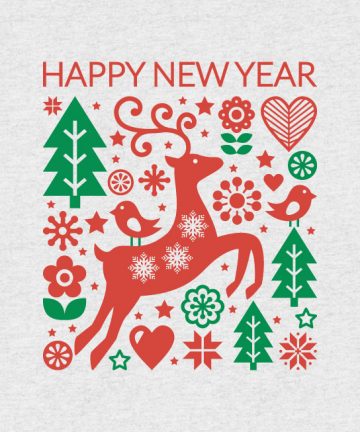 Χριστουγεννιάτικο Αυτοκόλλητο Ελάφια - Happy New Year - Διακόσμηση Βιτρίνας Καταστήματος