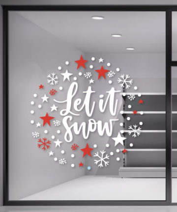 Χριστουγεννιάτικο Αυτοκόλλητο Let it Snow - Χριστουγεννιάτικη Διακόσμηση βιτρινών καταστημάτων