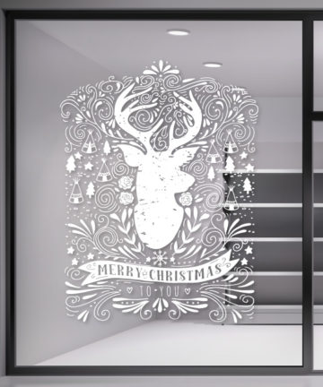 Χριστουγεννιάτικο Αυτοκόλλητο Τάρανδος - Χριστουγεννιάτικη Διακόσμηση βιτρινών καταστημάτων