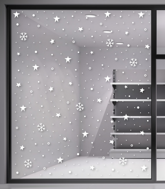 Αυτοκόλλητο Χιονονιφάδες - Χριστουγεννιάτικη Βιτρίνα - Χριστουγεννιάτικη Διακόσμηση - Χριστουγεννιάτικο Αυτοκόλλητο - Νιφάδες με χιόνι