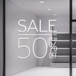 Αυτοκόλλητο Εκπτώσεων - Sale για καταστήματα - Sale 50% - Σήμανση Βιτρίνας