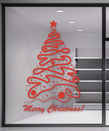 Χριστουγεννιάτικο Αυτοκόλλητο Δέντρο - Αυτοκόλλητα για Χριστουγεννιάτικες Βιτρίνες σε Καταστήματα