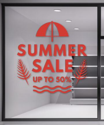 Αυτοκόλλητο Εκπτώσεων Summer. Εντυπωσιάστε σε αυτές τις καλοκαιρινές εκπτώσεις με ένα υπέροχο αυτοκόλλητο για το κατάστημα σας.