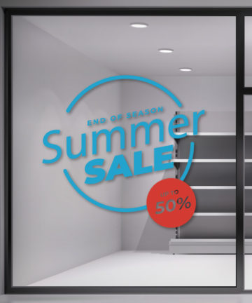 Αυτοκόλλητο Βιτρίνας Εκπτώσεων Summer. Εντυπωσιάστε σε αυτές τις καλοκαιρινές εκπτώσεις με ένα υπέροχο αυτοκόλλητο για το κατάστημα σας.