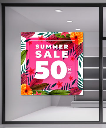 Αυτοκόλλητα Εκπτώσεων Βιτρίνας Summer. Εντυπωσιάστε σε αυτές τις καλοκαιρινές εκπτώσεις με ένα υπέροχο αυτοκόλλητο για το κατάστημα σας.