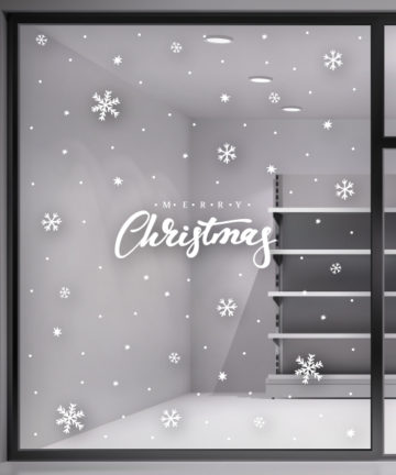 Χριστουγεννιάτικο Αυτοκόλλητο - Merry Christmas and Happy New Year. Διακόσμηση βιτρίνας καταστημάτων για την περίοδο των Χριστουγέννων!!!