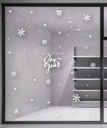 Χριστουγεννιάτικο Αυτοκόλλητο - Merry Christmas and Happy New Year. Διακόσμηση βιτρίνας καταστημάτων για την περίοδο των Χριστουγέννων!!!