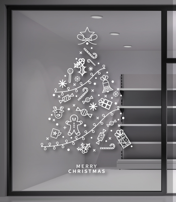 Χριστουγεννιάτικο Αυτοκόλλητο Christmas Tree. Διακόσμηση βιτρίνας καταστημάτων με χριστουγεννιάτικα αυτοκόλλητα, απλά, γρήγορα και οικονομικά. Χριστουγεννιάτικο Αυτοκόλλητο Christmas Tree. Διακόσμηση βιτρίνας καταστημάτων με χριστουγεννιάτικα αυτοκόλλητα, απλά, γρήγορα και οικονομικά.