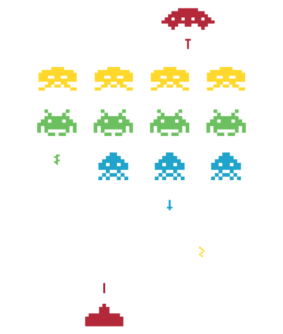 Αυτοκόλλητο Τοίχου Space Invaders. Αυτοκόλλητα τοίχου για να μεταμορφώσετε τον χώρο του σπιτιού σας. Ιδανικό για παιδικά, εφηβικά δωμάτια και playroom!