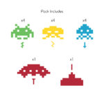 Αυτοκόλλητο Τοίχου Space Invaders. Αυτοκόλλητα τοίχου για να μεταμορφώσετε τον χώρο του σπιτιού σας. Ιδανικό για παιδικά, εφηβικά δωμάτια και playroom!