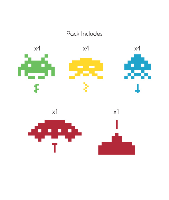 Αυτοκόλλητο Τοίχου Space Invaders. Αυτοκόλλητα τοίχου για να μεταμορφώσετε τον χώρο του σπιτιού σας. Ιδανικό για παιδικά, εφηβικά δωμάτια και playroom!