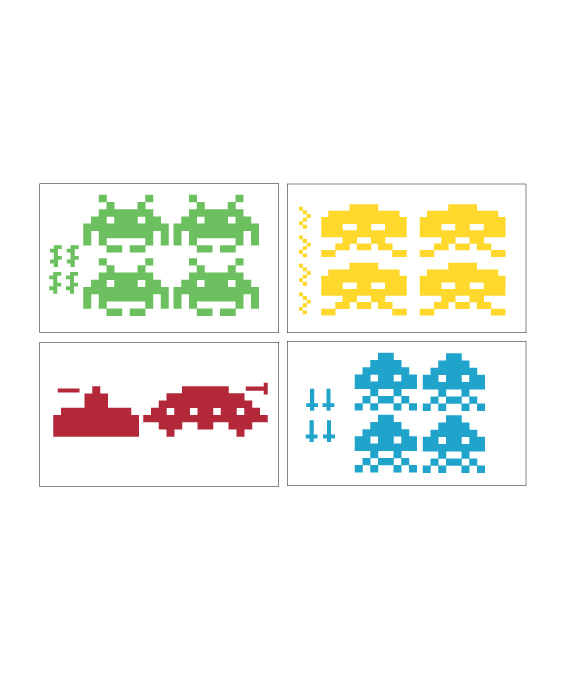 Αυτοκόλλητο Τοίχου Space Invaders. Αυτοκόλλητα τοίχου για να μεταμορφώσετε τον χώρο του σπιτιού σας. Ιδανικό για παιδικά, εφηβικά δωμάτια και playroom!