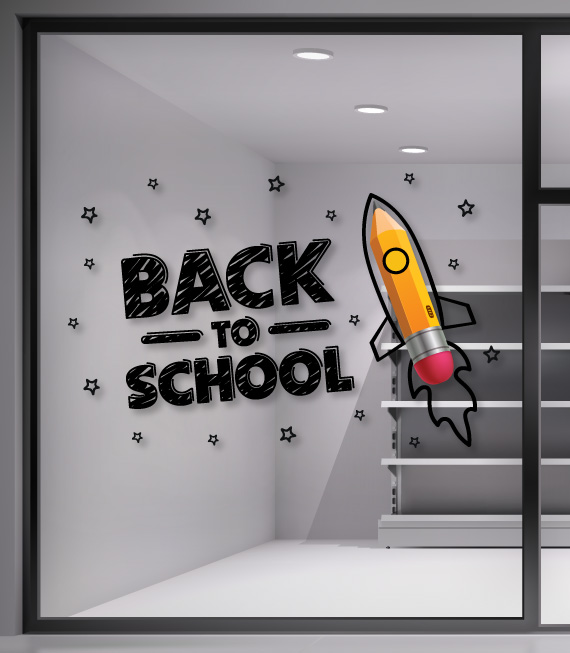 Αυτοκόλλητο Back to School. Εντυπωσιάστε και τραβήξτε τα βλέμματα των πελατών σε με ένα αυτοκόλλητο Back to School για τη νέα σχολική χρονιά. Αυτοκόλλητο Back to School. Εντυπωσιάστε και τραβήξτε τα βλέμματα των πελατών σε με ένα αυτοκόλλητο Back to School για τη νέα σχολική χρονιά.